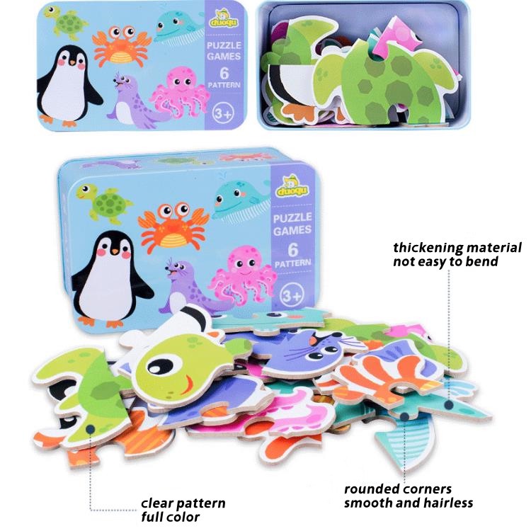 Đồ Chơi Xếp Hình Động Vật Hoạt Hình Dễ Thương Bằng Gỗ Cho Trẻ Em