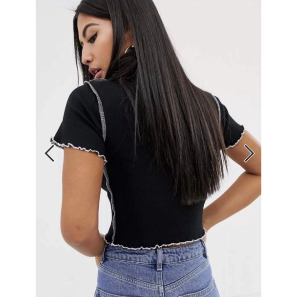 Áo thun viền đen crop top