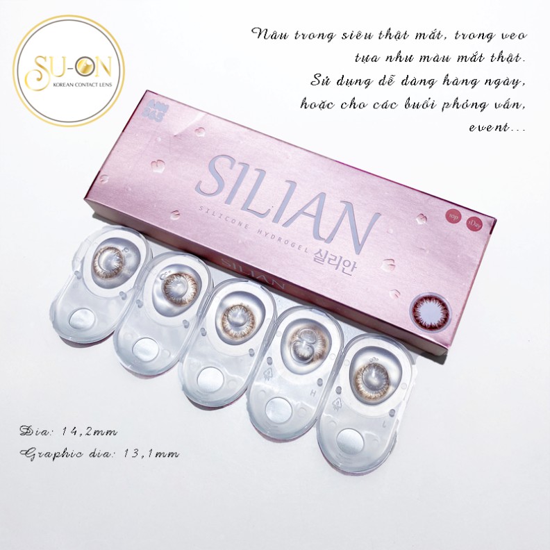 Lens 1 ngày Ann365 SILIAN BROWN áp tròng 14,2mm, nâu cafe trong thật như màu mắt, siêu êm đeo 24h