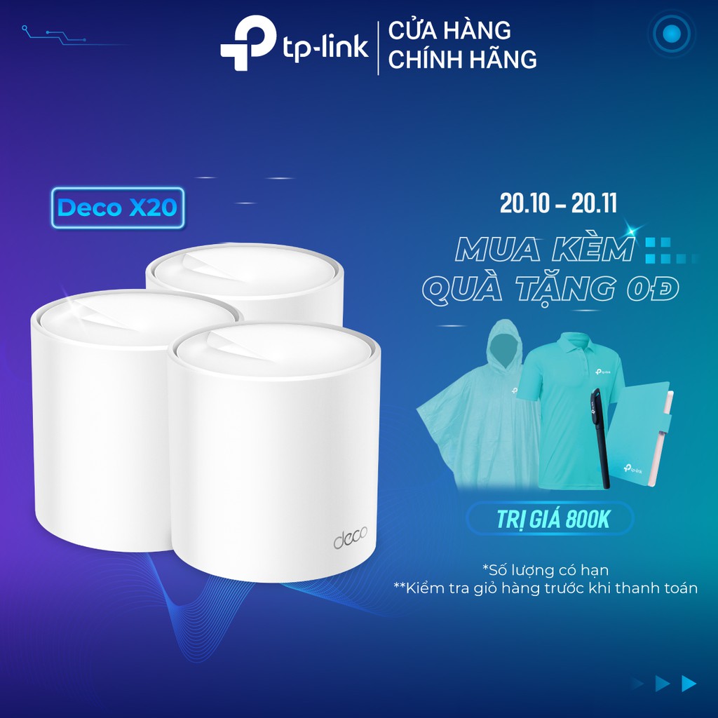  Bộ Phát Wifi Mesh TP-Link Deco X20 (3-pack) Chuẩn Wifi 6 AX 1800Mbps