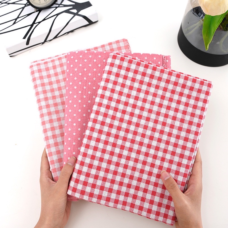 Vải Bố Vải Canvas Decor Trang Trí Làm Rèm Cửa Khăn Bàn Phông Chụp Ảnh Hoạ Tiết Caro Hồng Nhuyễn
