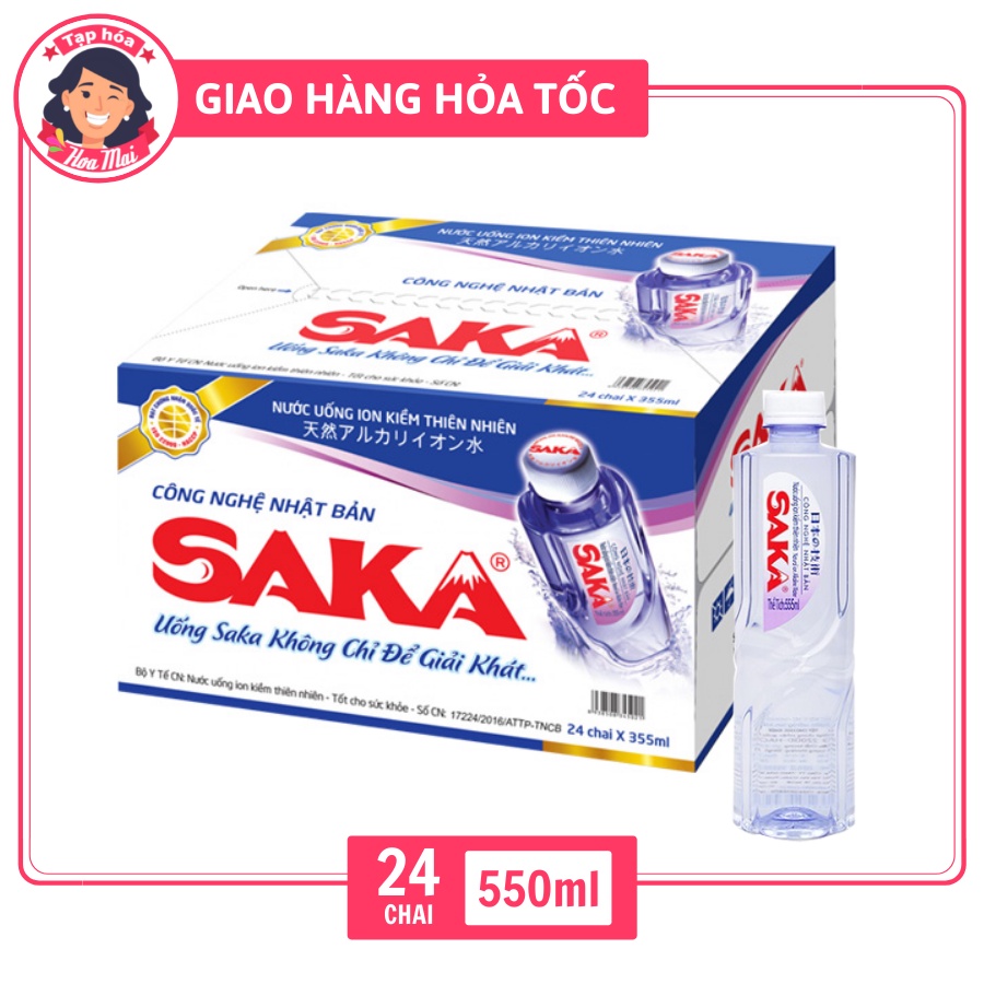 Thùng 24 chai Nước suối SAKA 555ml