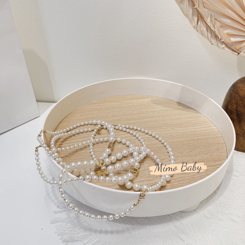 Vòng cổ chocker ngọc trai nhân tạo chữ CD cao cấp cho nữ, cho bé Mimo baby KT16