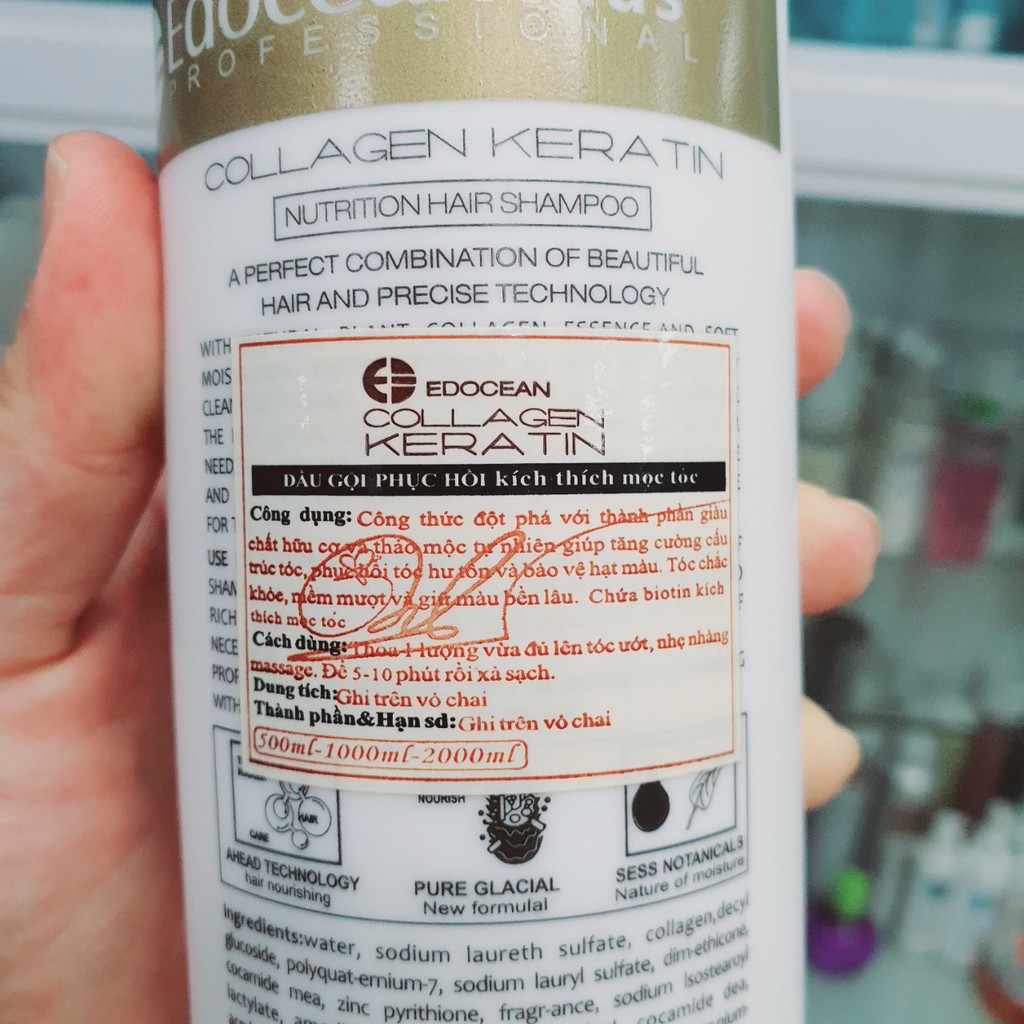 DẦU GỘI XẢ EDOCEAN PLUS COLLAGEN KERATIN 500ml - 1000ml