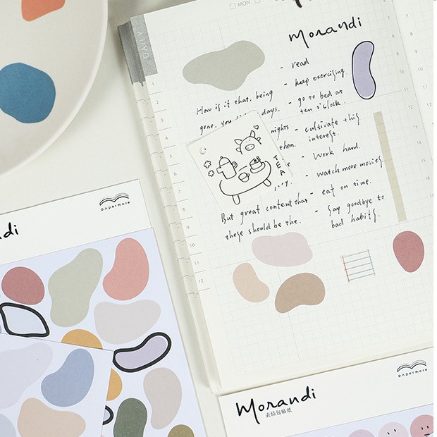 Bộ 2 tấm nhãn dán trang trí sổ sách/album in hình dễ thương DIY