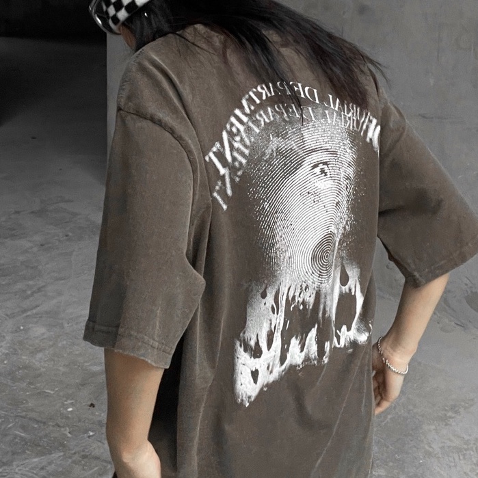 Áo thun wash cotton Unisex cổ tròn dáng rộng 116