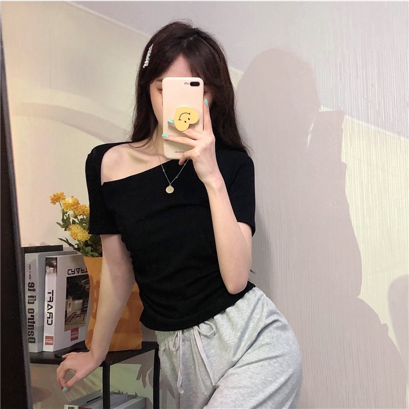 Áo thun nữ ngắn tay trơn màu hàn quốc