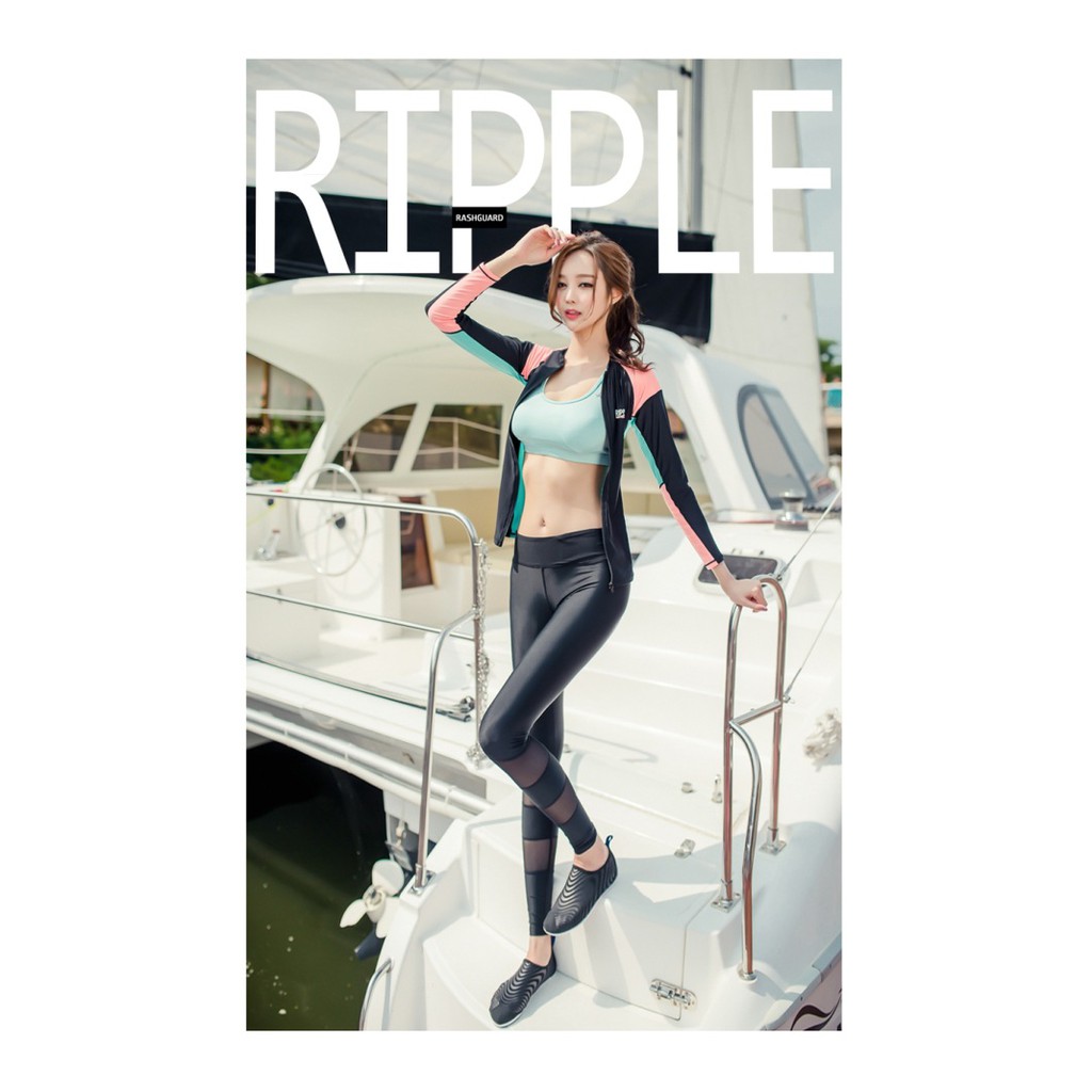 Đồ bơi dài tay Hàn Quốc áo khoác đen xanh hồng | BigBuy360 - bigbuy360.vn