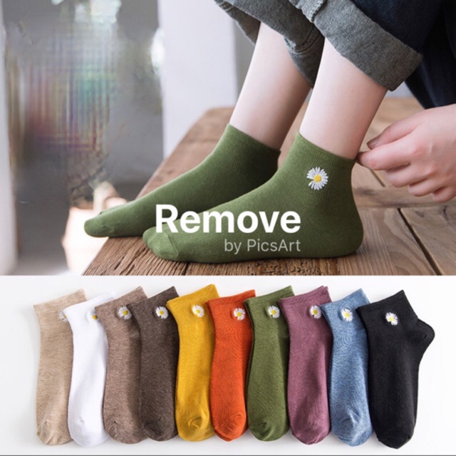 Tất cổ thấp hoạ tiết 1 hoa cúc