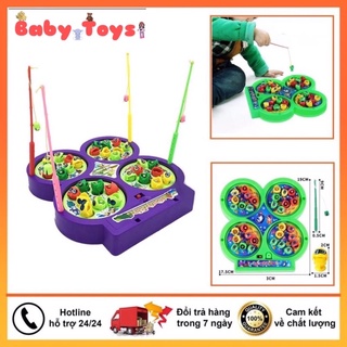 Đồ chơi câu cá nam châm 4 hồ, 4 cần câu phát nhạc cho bé . .