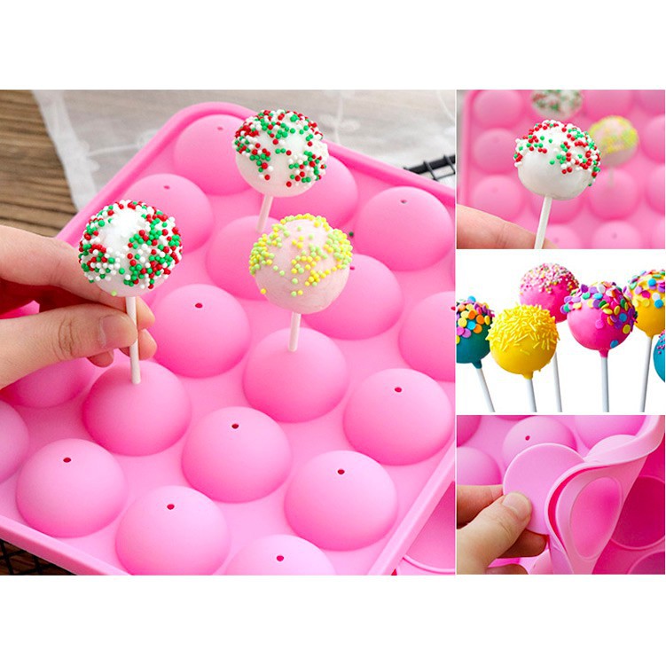 Khuôn silicon cake pop 16 ô kèm que