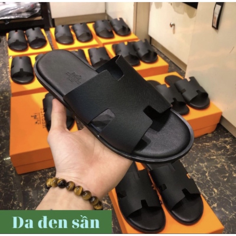 Dép thời trang Nam Quai Ngang Chữ H cực chất, CHAGO HERMES da xịn 100% Full size 38-42.