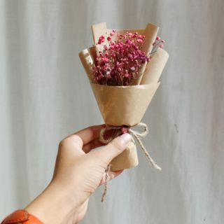 [ BÓ HOA KHÔ VINTAGE ] Bó baby khô đỏ giấy kraft