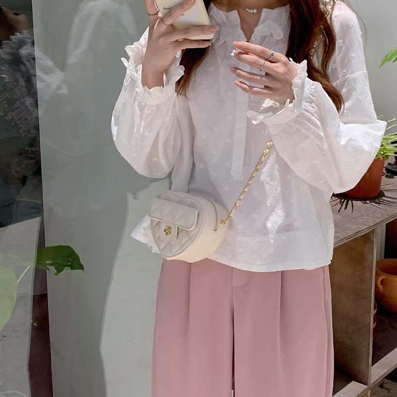 Dela Túi Đeo Vai Hình Trái Tim Phối Dây Xích Thiết Kế Mới Cho Nữ