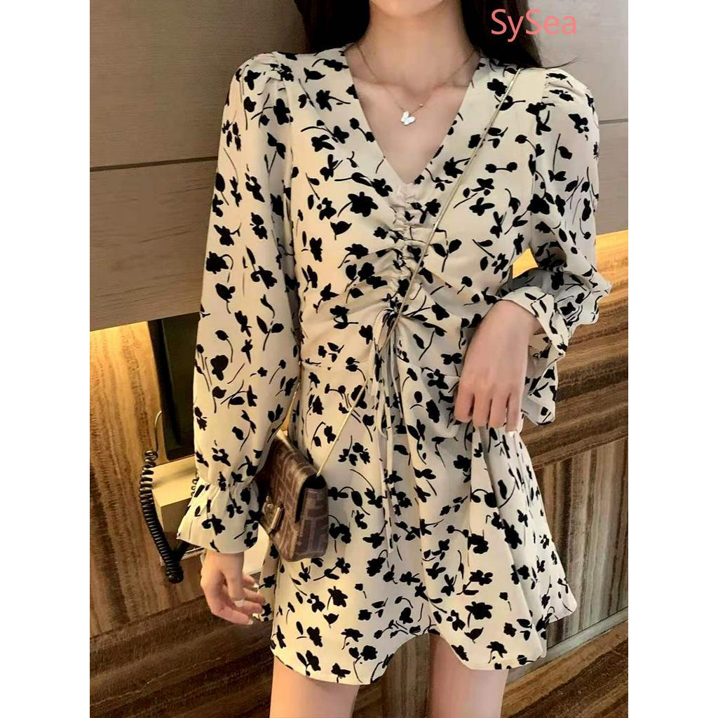 Đầm Nữ Tay Dài Rút Dây Thời Trang Xinh Xắn