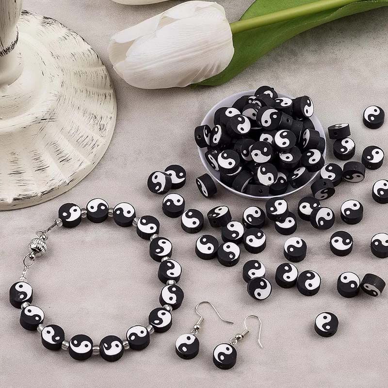 Bộ 50 Hạt Tròn 10mm Bằng Đất Sét Polymer Siêu Nhẹ Dùng Làm Trang Sức DIY