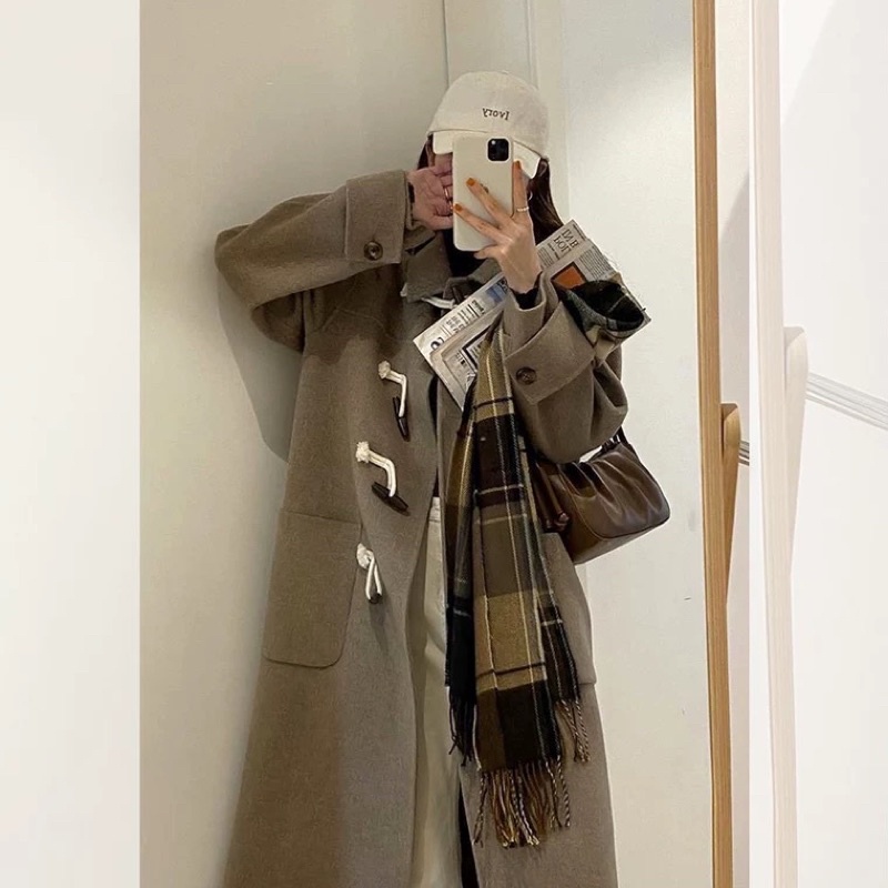 ÁO DẠ DÁNG DÀI PHONG CÁCH HÀN- áo măng tô nữ màu nâu vintage ấm áp mùa đông siêu hot