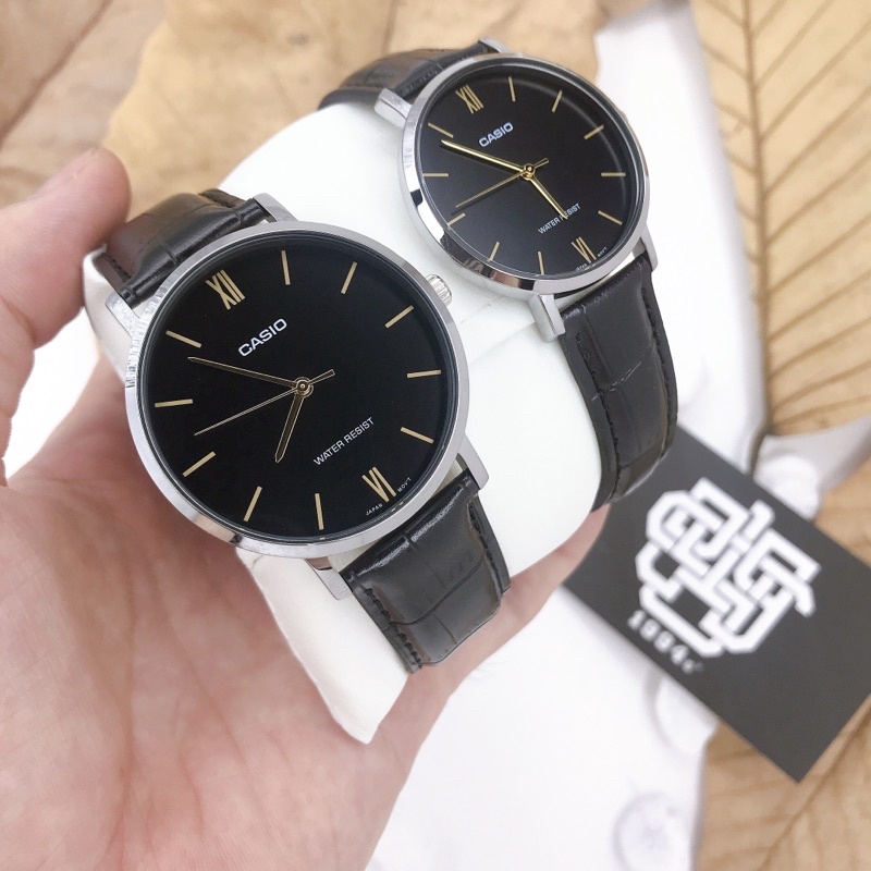 Đồng hồ cặp Casio MTP-VT01L-1B / LTP-VT01L-1B dây da chính hãng