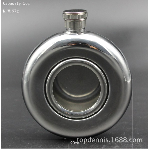 Bình đựng rượu Hip Flask Inox hình tròn độc đáo 140ml