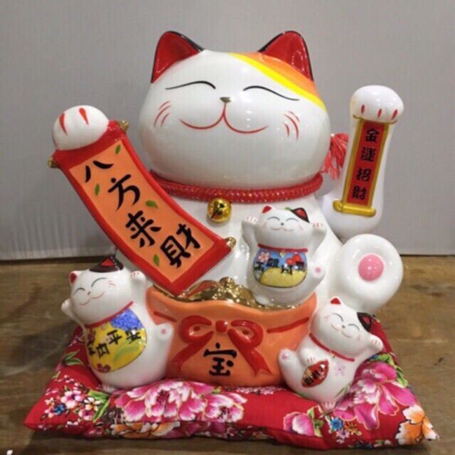 Tphcm Mèo thần tài 32 cm BÁT PHƯƠNG CHIÊU TÀI LỘC - PHÚ QUÝ CÁT TƯỜNG