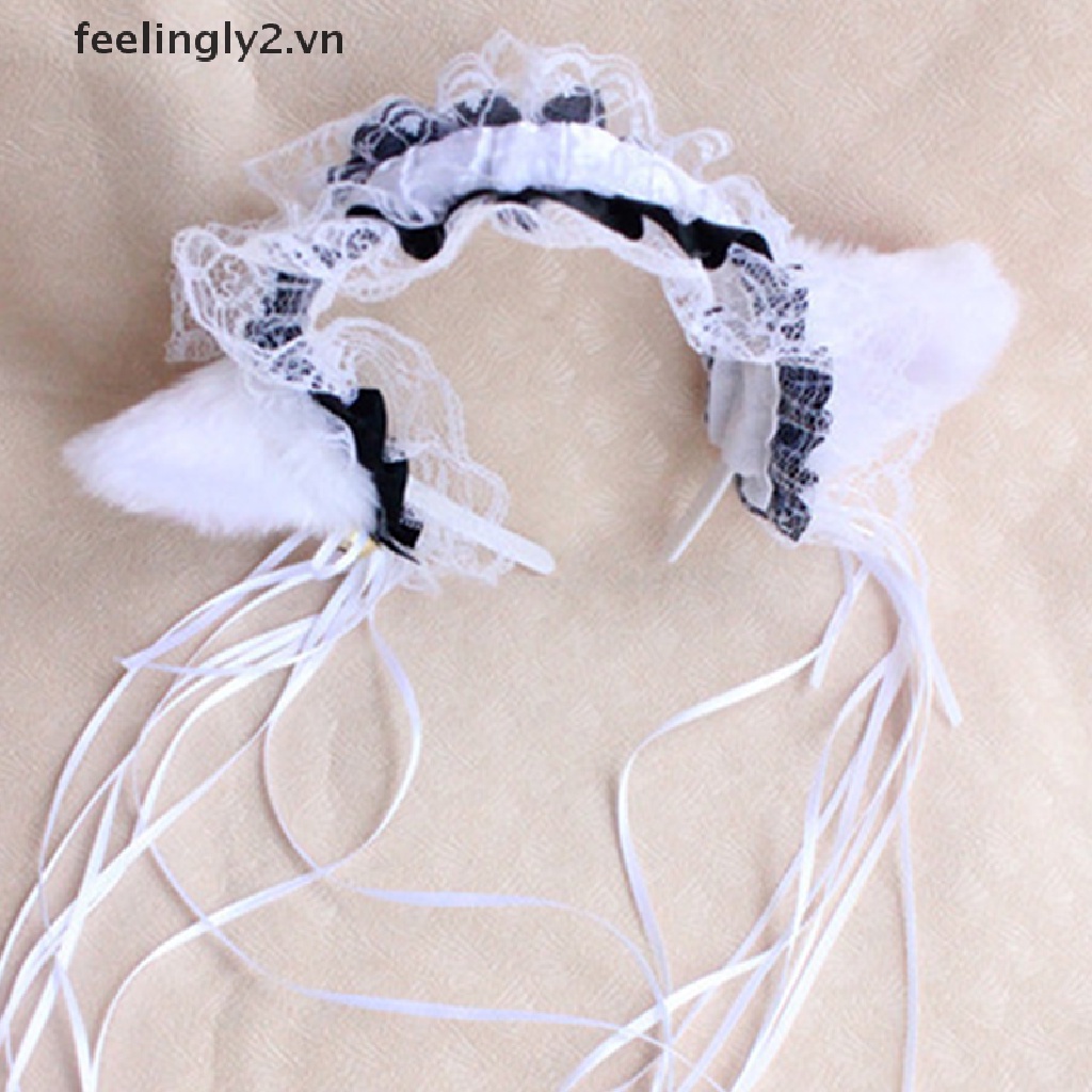 Băng Đô Tai Mèo Phối Ren Và Chuông