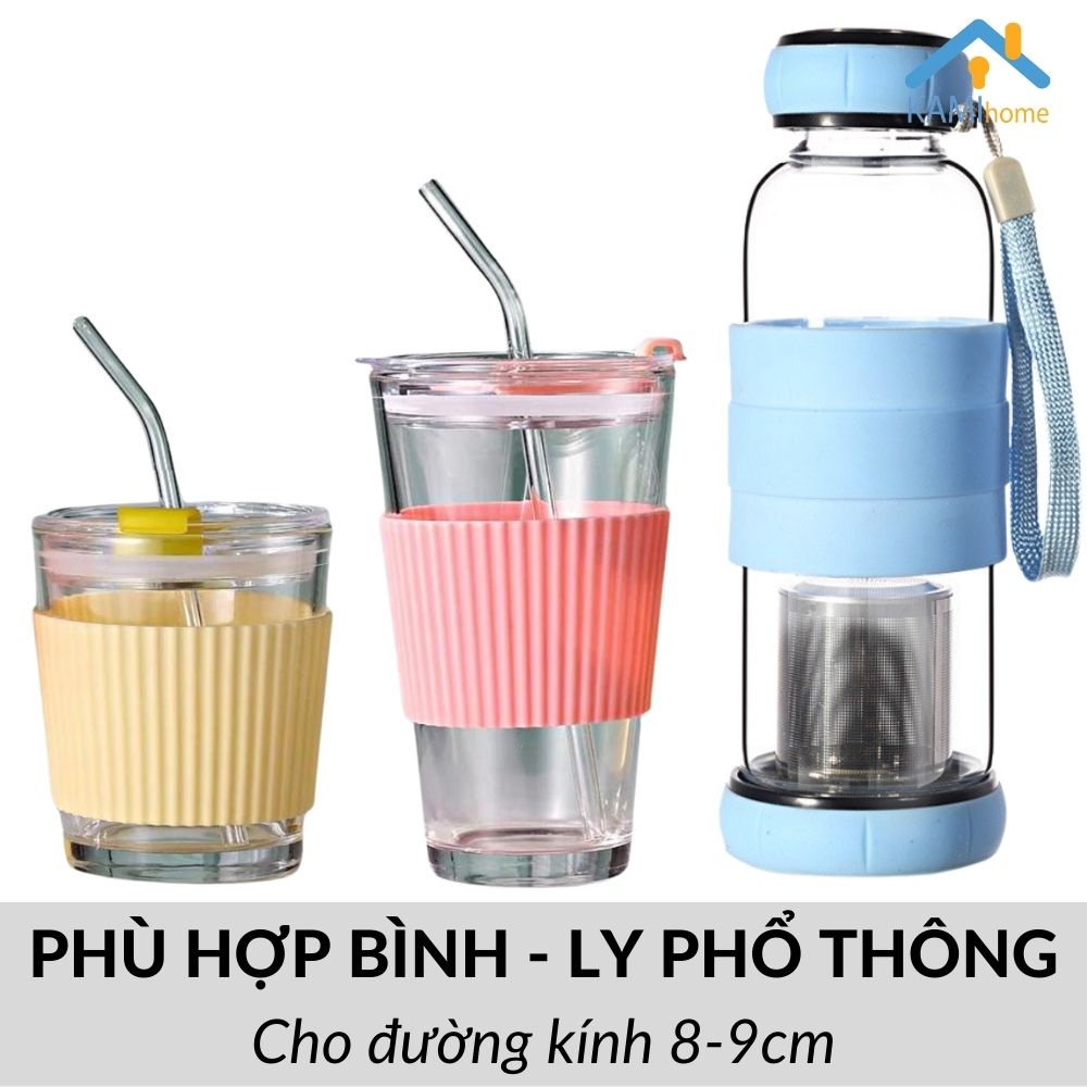 Vỏ bọc Silicone chống nóng lạnh - ướt tay - tạo phong cách cho bình ly nước mã 22054