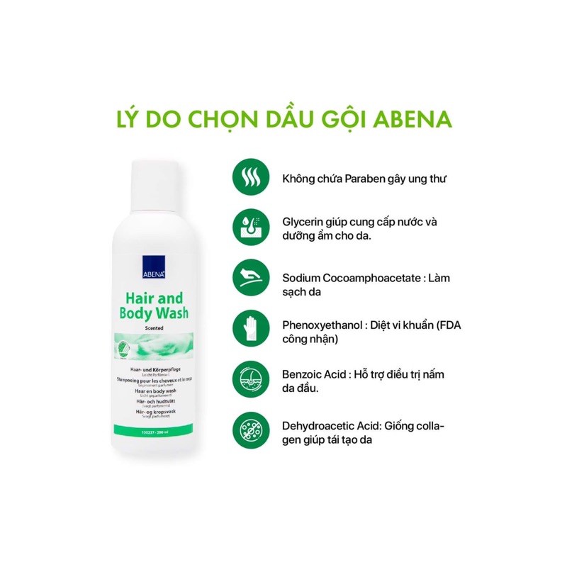 Dầu gội, tắm khô hương thơm nhẹ Abena Hair and Body Wash 200ml | BigBuy360 - bigbuy360.vn