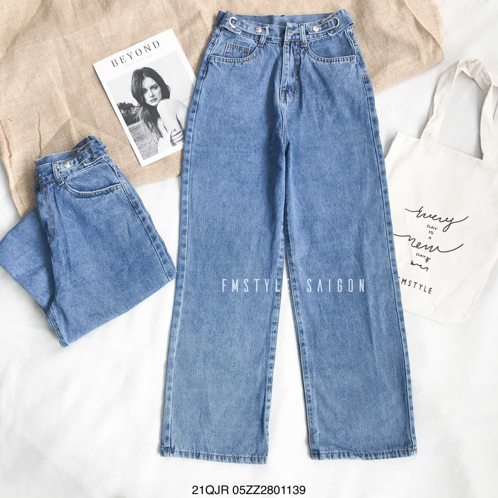 Quần jean ống rộng nữ trơn lưng cao kiểu ulzzang đi học lua tua ống thời trang hàn quốc FMstyle Saigon 21QJR05ZZ2801 | BigBuy360 - bigbuy360.vn