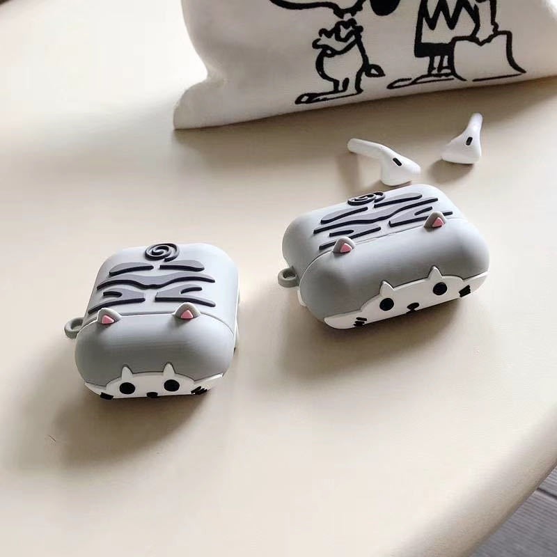 ✔️Case Vỏ Bọc Airpod 2 Đựng Tai Nghe Airpods 1 2 Pro Totoro nằm Chất Liệu Silicon Cao Cấp Cực Xinh (mèo xám)
