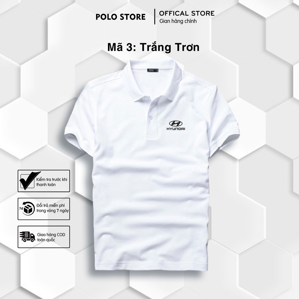 | LOGO THÊU | Áo thun Polo Hyundai Thêu Cao Cấp - Polo có cổ Thêu Logo Hãng Xe Ô tô Sang Trọng