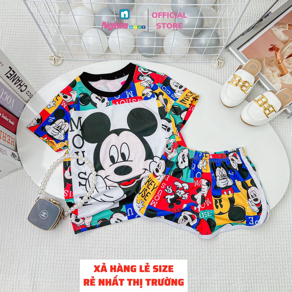 Đồ bộ bé gái quần đùi áo ngắn tay NGHĨA BABY dành cho bé từ 10kg-40kg