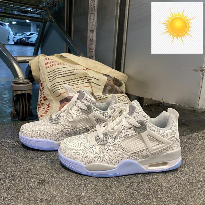 Giày Nữ Air Jordan 4 LASER đệm khí Cổ Thấp, Giày thể thao Nữ Air Jordan Trắng Laser 🤾👷