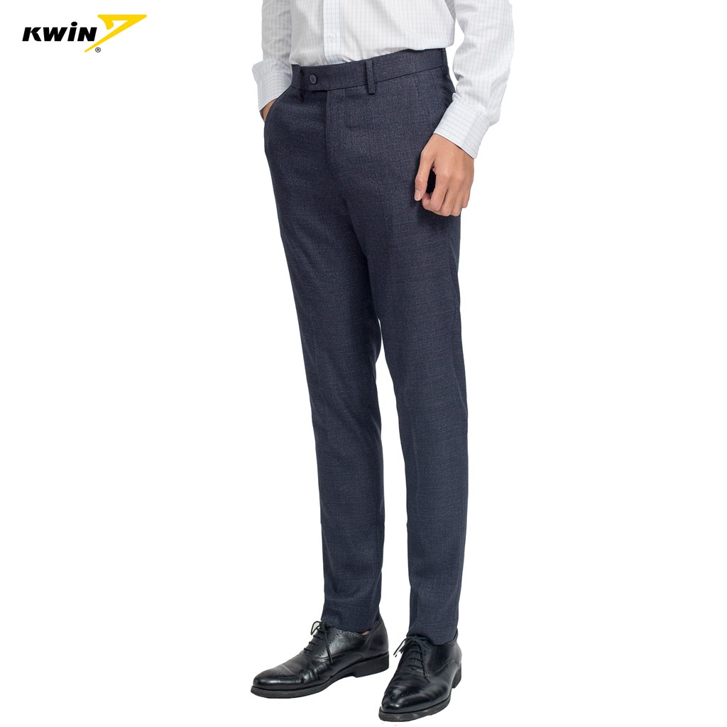 Quần Âu Nam Kwin phom Slim fit tôn dáng, họa tiết kẻ lịch lãm KTR00409