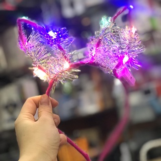 Bờm tai thỏ kim tuyến đèn led phát sáng