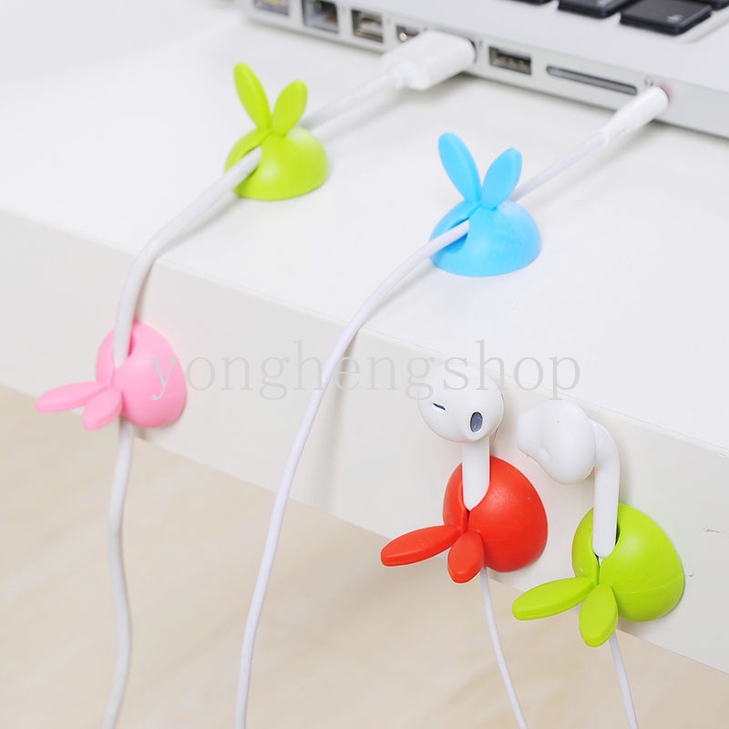 Set 4 Kẹp Tai Nghe / Dây Cáp Hình Tai Thỏ Dễ Thương