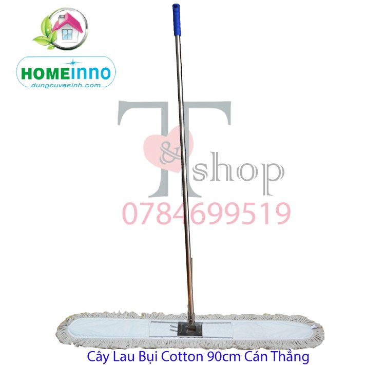 Cây Lau Nhà CÁN THẲNG Sàn Bụi, Ẩm Giẻ Cotton Bản Lau 90cm Homeinno Dài 160cm