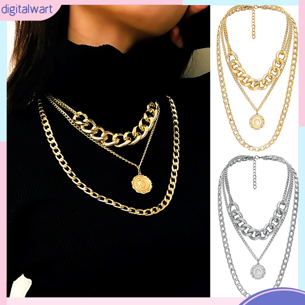 Dây chuyền nữ nhiều lớp mặt khắc chữ QUEEN phong cách hip hop