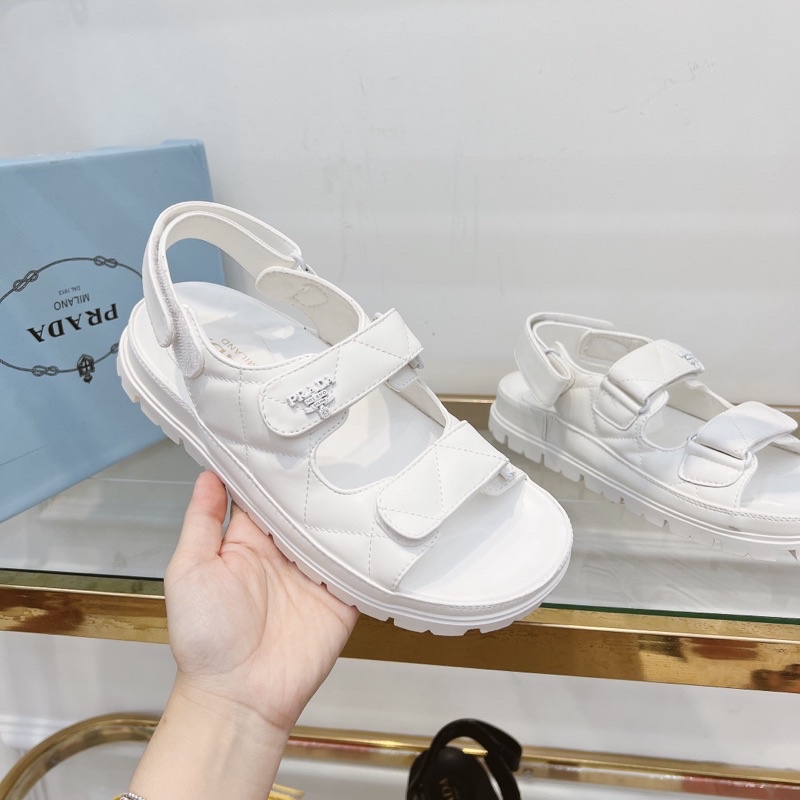 Sandal nữ prada 2 quai ngang đế bánh mì cao cấp fullbox Bill tui