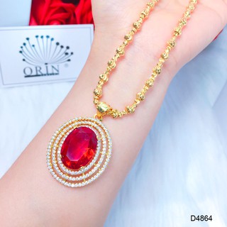 Dây chuyền nữ, dây chuyền bi mặt đá đỏ bền màu cao cấp Orin D4864