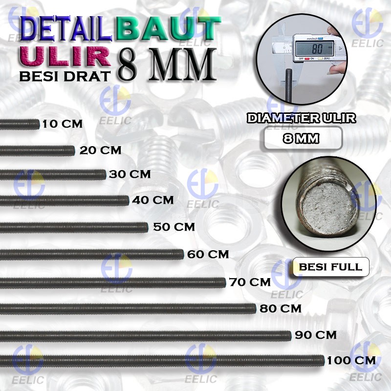 Bu Lông Sắt 8mm X 30cm + Đai Ốc 8mm Chuyên Dụng Cho Giường Ngủ Eelic-m8x30