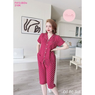 Đồ Bộ Pijama Lụa Cao Cấp Lửng F413 - Đồ Bộ Suli
