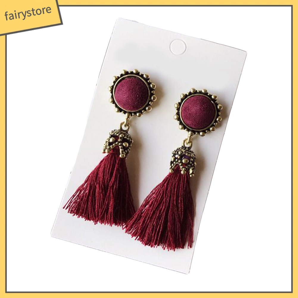 Khuyên tai phối dây tua thời trang cổ điển cho nữ