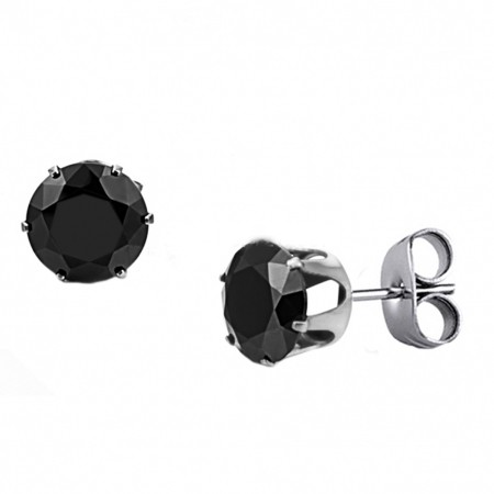 ĐÔI HOA TAI INOX HẠT ĐÁ PHA LÊ TRÒN ĐEN CAO CẤP GIÁ ƯU ĐÃI Đủ Size