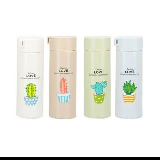 Sỉ bình nước in hình xương rồng nhiều màu 360ml cute