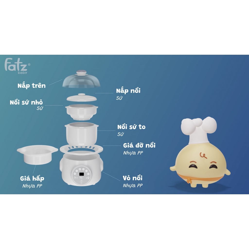 Nồi hầm cách thuỷ thông minh 2 tầng Fatzbaby STEW 2 FB9110ZT 1 lít