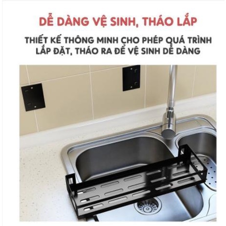 Kệ để gia vị 1 tầng đen tabi dán tường nhà bếp không khoan đục