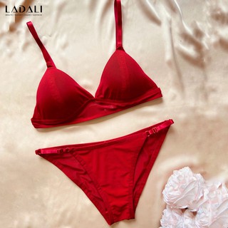 [HÀNG THIẾT KẾ] Set áo ngực không gọng siêu nâng đẩy (Bralette voan) + quần lót dây thiết kế - MS 562 đỏ