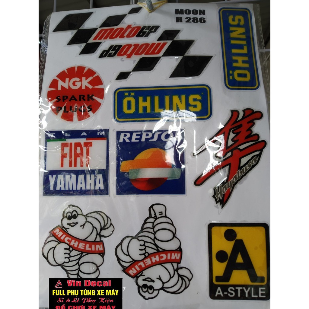 Tấm Tem dán xe chữ MOTO GP, LOGO MICHELIN, A-STYLE - Vindecal BD