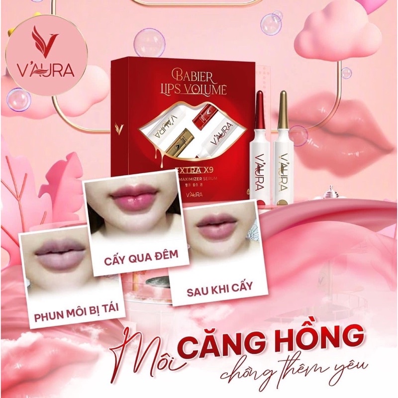 Bộ Tinh Chất Cấy Môi Vaura Babier Lips Volume V3 Master Lips -Khử Thâm Môi -Dưỡng Môi Hồng Vĩnh Viễn - Thay Thế Phun Xăm