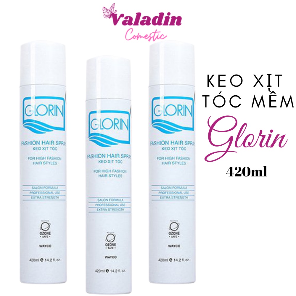 Keo xịt tóc nam nữ GLORIN Fashion Hair Spray 420ml Mềm Tạo Kiểu Dễ Dàng